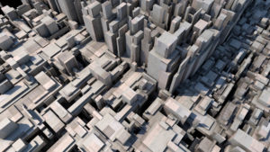 3Dで作成された街並みの画像